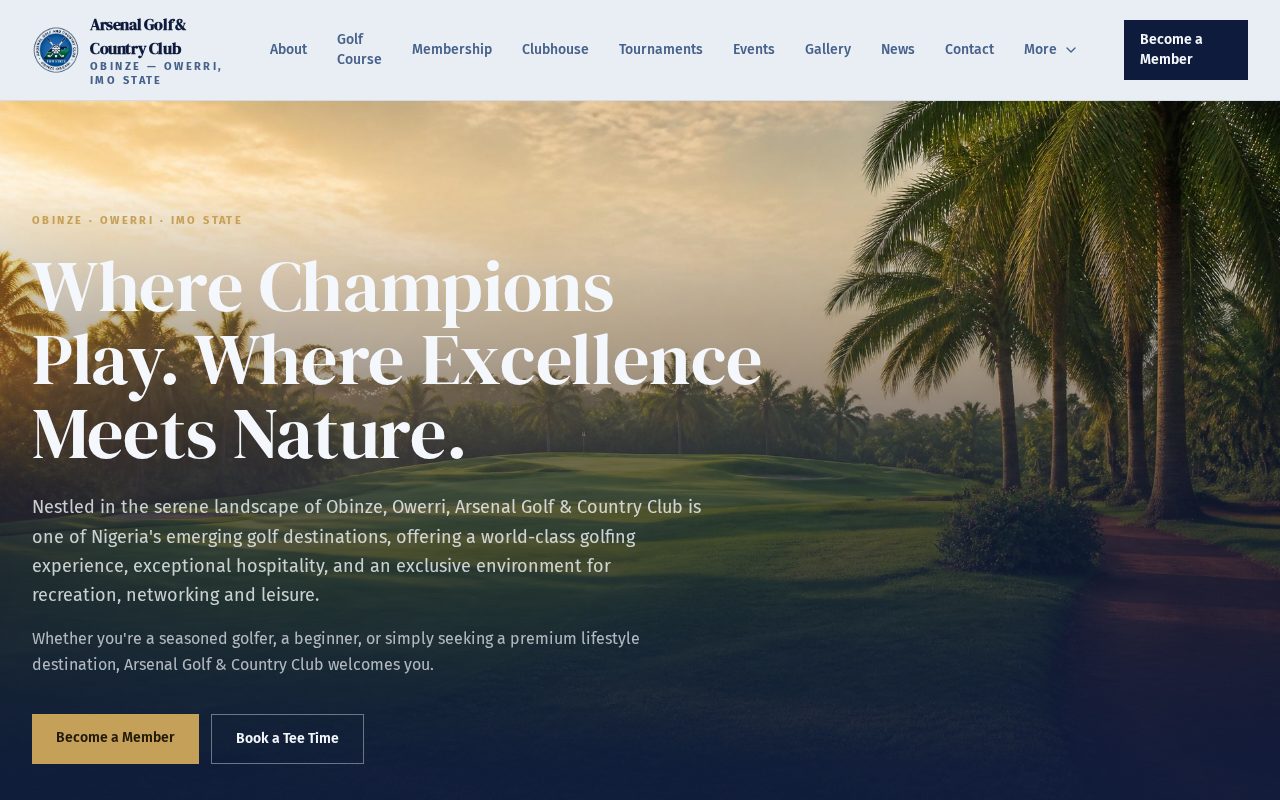 Website preview of Arsenal Golf & Country Club