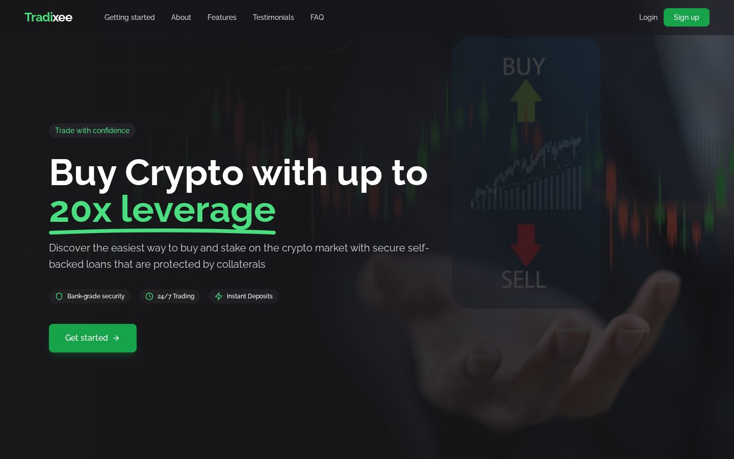 Website preview of Tradixee
